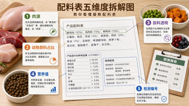 ​2026年猫粮配料表怎么看？5大核心维度选购指南